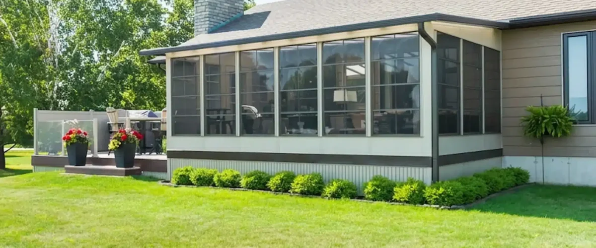 3-season vinyl sunroom with open windows for better summer airflow.