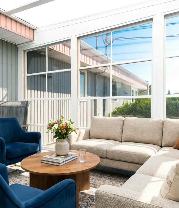 3-season vinyl sunroom with open windows for better summer airflow.